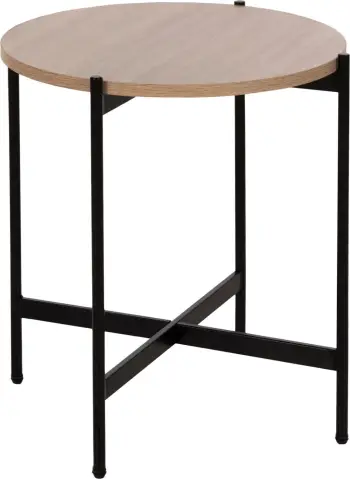 Tavolinë anësore FH9589.03 MDF SONOMA-Bazë metalike e zezë Φ50x55Hcm