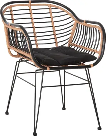 Karrige për jashtë ALLEGRA FH5663.11, kornizë metalike-P.E.RATTAN, ngjyrë bezhë dhe e zezë, 58x59x81H cm