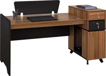 Zyrë profesionale melamine FH2351 natyrale-gri e errët 150x60x88cm