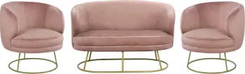 Set për dhomë ndeje në kadife rozë të zbehtë me bazë të artë FH11051.02