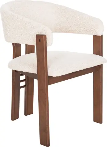 Karrige për ngrënie ZARRA FH9970.03, dru gome, ngjyrë arre, pëlhurë boucle ecru, 55,5x59x81,5H cm, set prej 2 copash