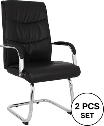 Karrige konferencash JACOB FH1045.11, ngjyrë e zezë PU, bazë e kromuar, 57x66,5x102 cm, set prej 2 copash