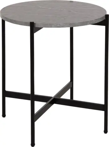 Tavolinë anësore FH9589.02 MDF mermer gri-bazë metalike e zezë Φ50x55Hcm