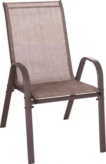 Karrige për jashtë LEON, kornizë metali ngjyrë kafe & tekstilene-4 copë, 55x70x91Hcm., set prej 4 copësh
