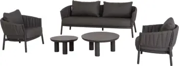 Set salloni për jashtë 5 pjesë, SHANKS, FH6206.01, ngjyrë gri e errët, alumin, pëlhurë Olefin, xham me printim 3D
