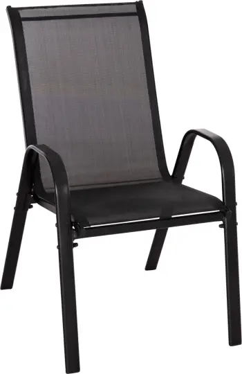Karrige për jashtë LEON FH5000.43, kornizë metalike e zezë & textilene, set prej 4 copash, 55x70x91Hcm
