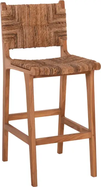 Karrige për bar WALTER FH9841 dru teak natyral-rush matt 46x55x105Hcm.