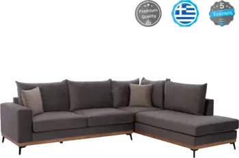 MESINA corner sofa, gray, high leg, 2pcs, right corner, stain-resistant and water-repellent fabric