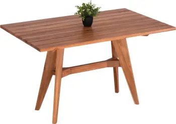 Tavolinë me karrige për terasë, drejtkëndëshe, LEO, dru teak, 130x80x76 cm