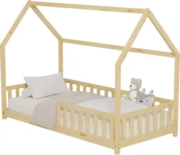 Krevat për fëmijë me gardh PHYLLIS FH679.01 t.MONTESSORI dru pishe i fortë në ngjyrë natyrale - 190x90cm