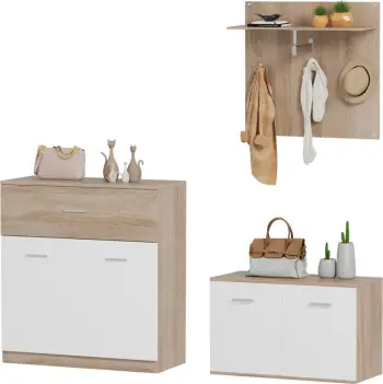 Set hyrje 3 pjesë DIONNE FH21058 melaminë në sonama-bardhë