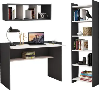 Set për zyre FH11776.13 3PCS melaminë në ngjyrë gri dhe të bardhë