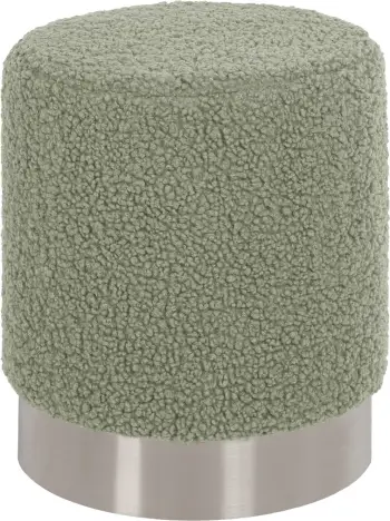 Karrige për bar LEVY FH8408.27, pëlhurë boucle, ngjyrë fistik-jeshile, bazë argjendi, Φ35x42H cm