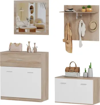 Set hyrje 4 pjesë DIONNE FH21057 melaminë, sonoma-bardhë
