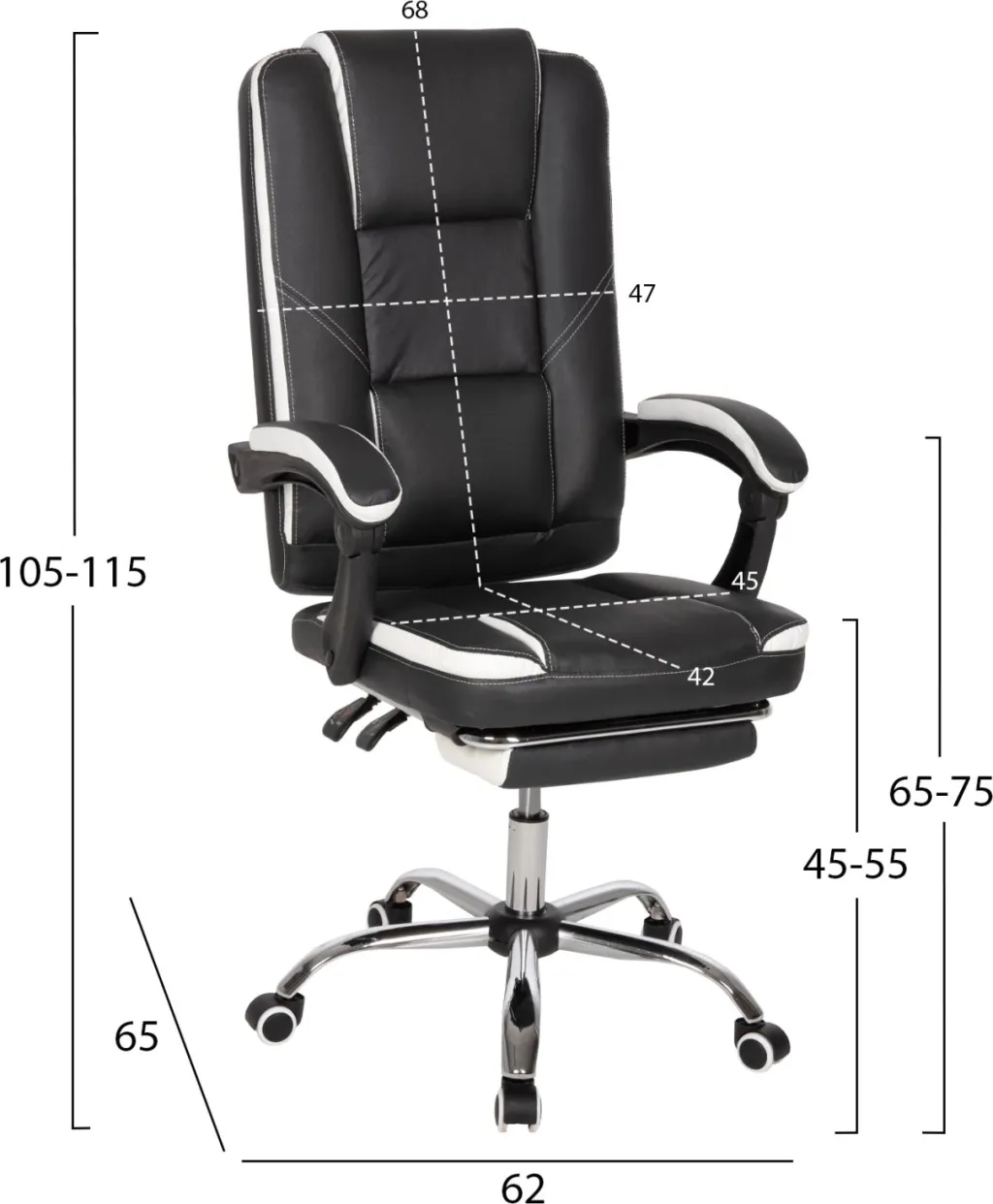 Karrige për zyre SEENA FH1190.02, e zezë/e bardhë - 2
