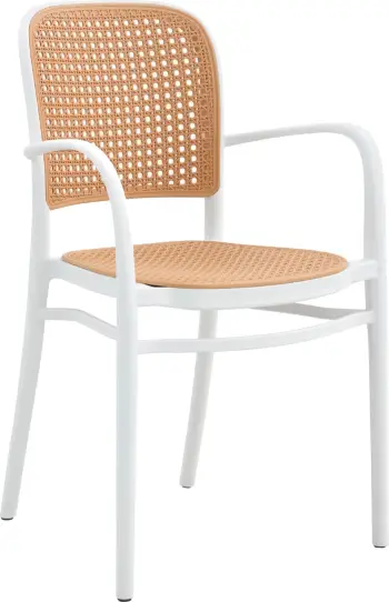 Karrige me krahë polipropileni FLOW FH5938.01, ngjyrë bardhë dhe bezhë, 56x52.5x85.5H cm