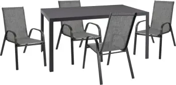 Set kopshti tavolinë & karrige LEOFER FH21004, 5 pjesë, hiri