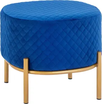 Karrige për bar Sinta, kadife blu, bazë ari, FH8638.08, 42x42x38 cm