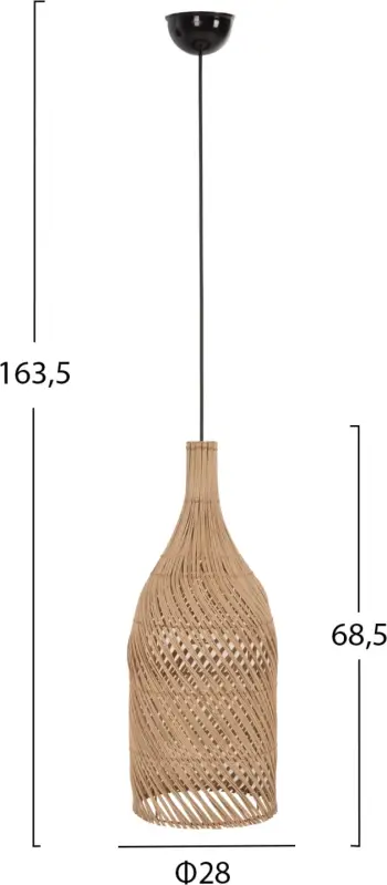 Llambë varëse tavani, rattan natyral, FH7884, Φ28x163.5H cm