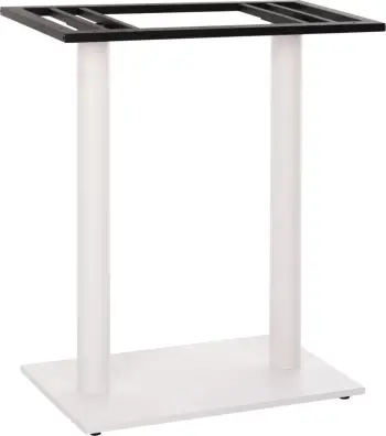 Baza e tavolinës për bar, lartësi mesatare, metal i bardhë mat, 2-pilare, 40x80x90 cm