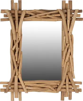 Pasqyrë dekorative, degë teak natyrale, FH1, 100x80 cm
