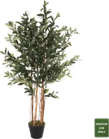 Bimë dekorative sintetike, pema e ullirit në vazo, FH4008, 120H cm