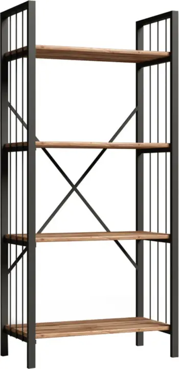 Raft librash INDUS melaminë, ngjyrë arre dhe metal gri, 60x30x150 cm, FH9425