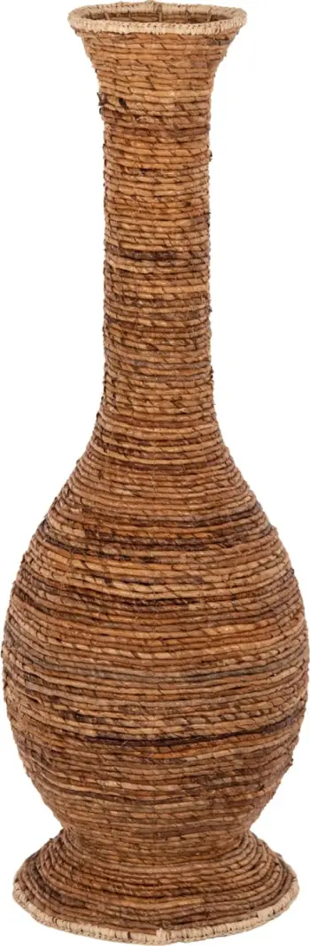 Vazo dekorative për dysheme, fibra banane, ngjyrë kafe, FH7865, Φ35x104H cm