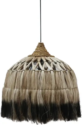 Llambë varëse tavani me kapak prej fibre abaka, ngjyrë natyrale dhe e zezë, Φ52x52-120H cm, FH7761