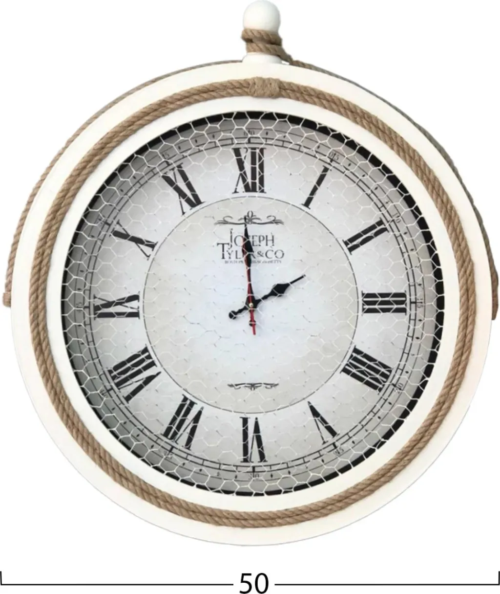 Orë muri e bardhë metalike me litar FH7452.02 D50 cm - 2