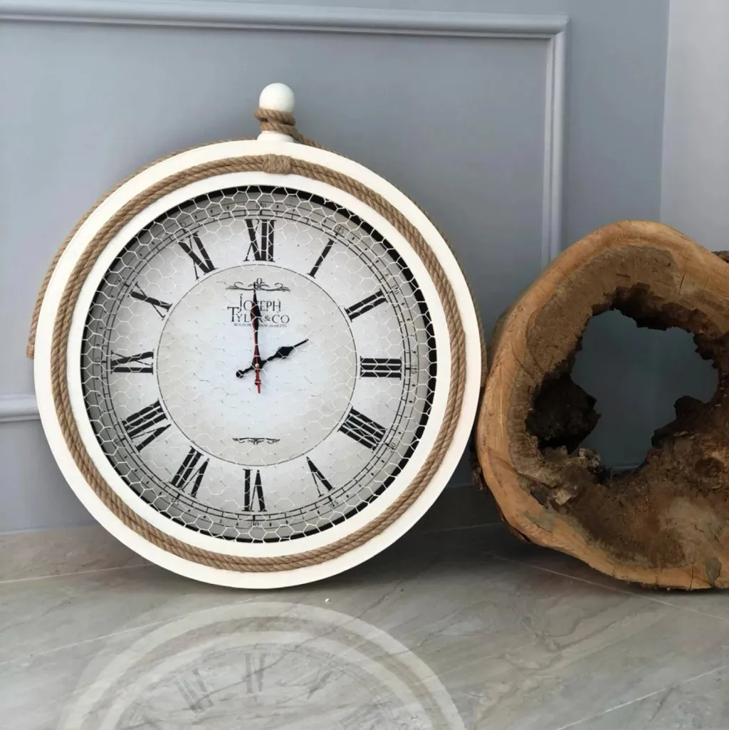 Orë muri e bardhë metalike me litar FH7452.02 D50 cm - 3