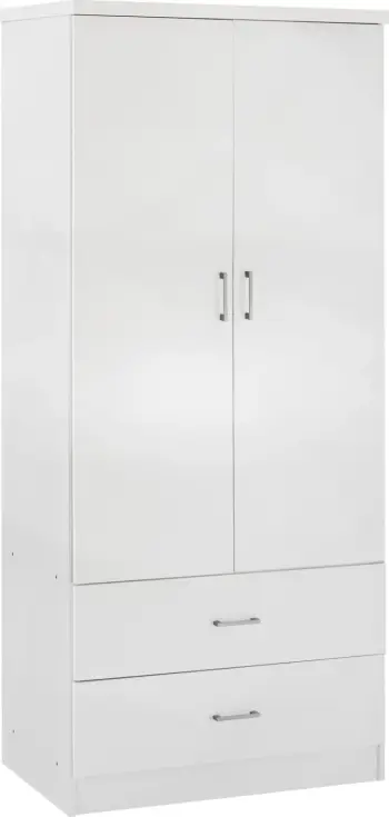 Dollap me 2 dyer dhe 2 sirtarë FH338.05, 80x42,5x180,5 cm. i bardhë