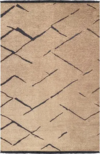 Tapet, ngjyrë kafe e çelët e zezë, me vetë-fringe, FH7674.01, 160x230cm