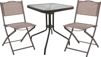 Set kopshti tavolinë & karrige të palosshme Figo FH21036, 3 pjesë, të kafta