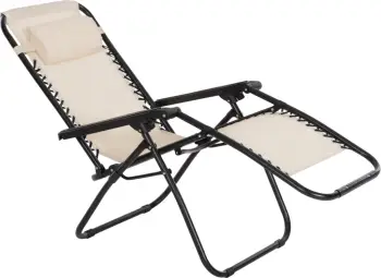 Karrige relaks COMPANION HM5095.12, metal i zi + textilene bezhë, 67x145x110H cm