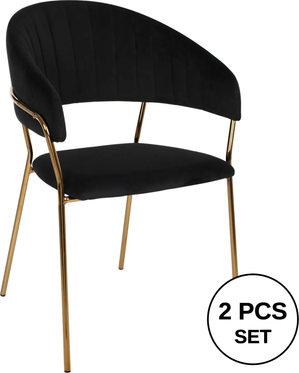 Karrige THEODORE FH8520.04 kadife e zezë dhe kornizë e artë 55Χ50Χ82Hcm., set prej 2 copë - 1
