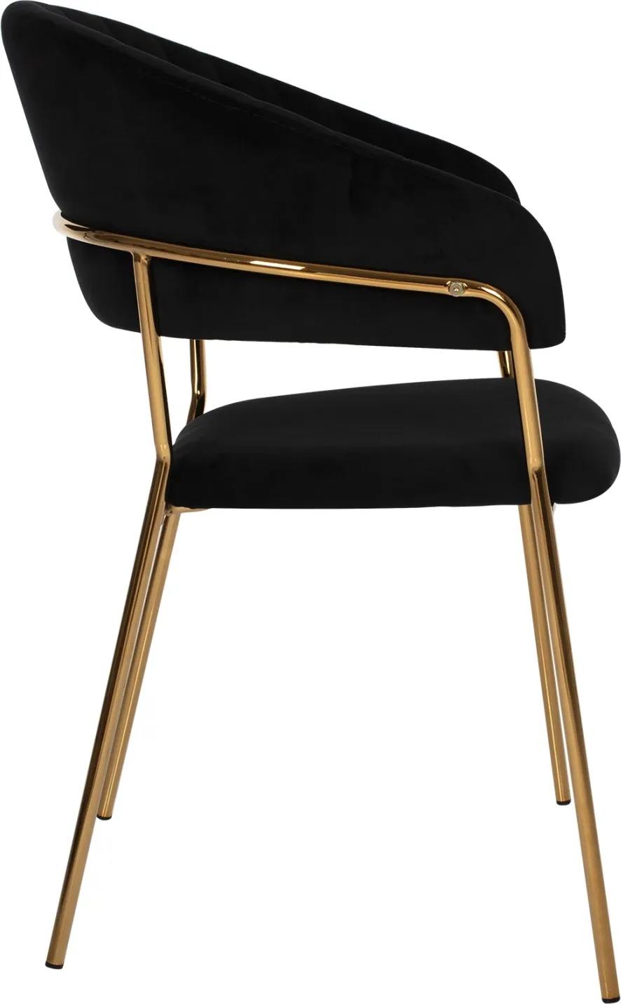 Karrige THEODORE FH8520.04 kadife e zezë dhe kornizë e artë 55Χ50Χ82Hcm., set prej 2 copë - 5