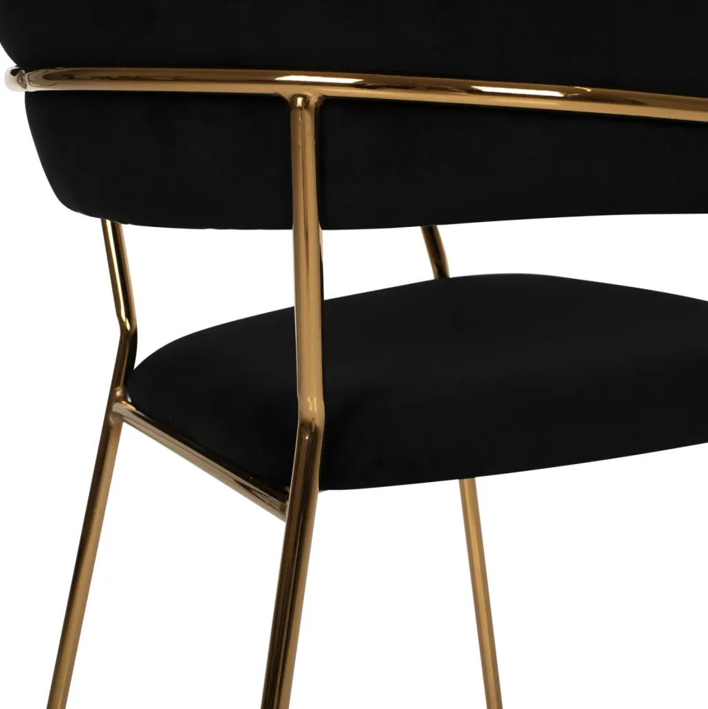 Karrige THEODORE FH8520.04 kadife e zezë dhe kornizë e artë 55Χ50Χ82Hcm., set prej 2 copë - 10