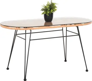 Tavolinë ovale për jashtë ALLEGRA FH5695.11, ngjyrë beix, metal i zi, 100x45x51,5H cm