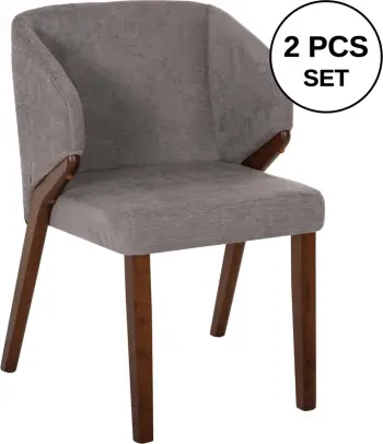 Karrige ngrënieje RADDER FH9749 dru gome ngjyrë arre-gri pëlhurë 50x53x77H cm., set prej 2 copë