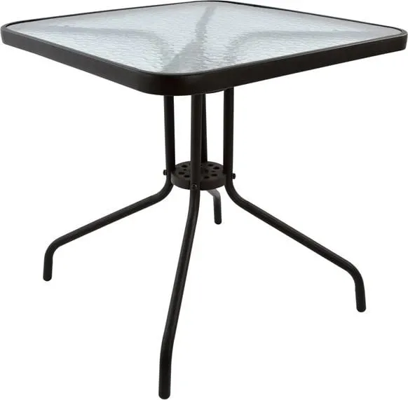 Tavolinë e jashtme katrore FIGO, ngjyrë kafe, metal-xham, 70x70x72H cm - 1