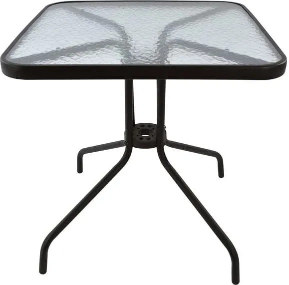 Tavolinë e jashtme katrore FIGO, ngjyrë kafe, metal-xham, 70x70x72H cm - 3