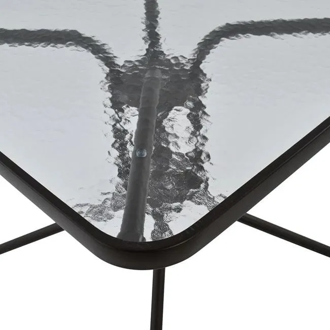 Tavolinë e jashtme katrore FIGO, ngjyrë kafe, metal-xham, 70x70x72H cm - 4