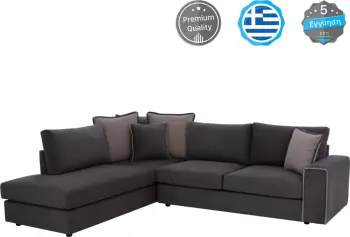 Kënd divan HOME, ngjyrë gri, 2 pjesë, këndi majtë