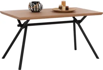Tavolinë ngrënieje MANDY FH9302.01 sipërfaqe MDF me furnir druri lisi këmbë metalike 140x80x75H