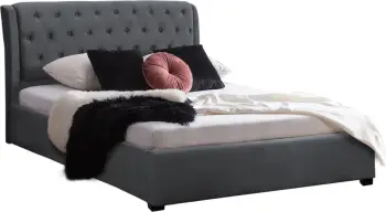Shtrat ODALYS 150x200, pëlhurë kadife gri, FH549.11, 164x223x100 cm