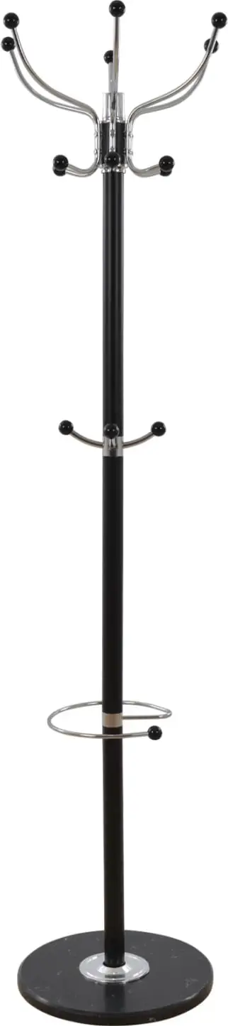 Stendë për kapela dhe pallto metalike JUDE FH0040.01 rrotulluese e zezë me bazë mermeri të zezë Φ37x170H cm