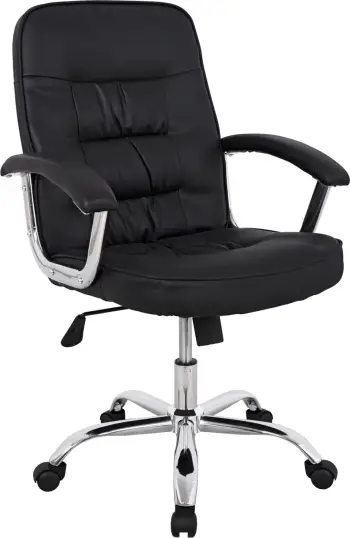 Karrige zyre ekzekutive FH1113 me PU të zezë dhe bazë kromi 62x62x104 cm