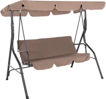 Lëkundëse verande 3-ulëse me mbrojtës dielli Likid 174x110x200Hcm (HM5979.02), gri/ kaftë
