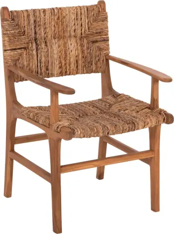 Karrige profesionale, dru teak dhe rush-matt, 57.5x59x87H cm, ΗΜ9400.11